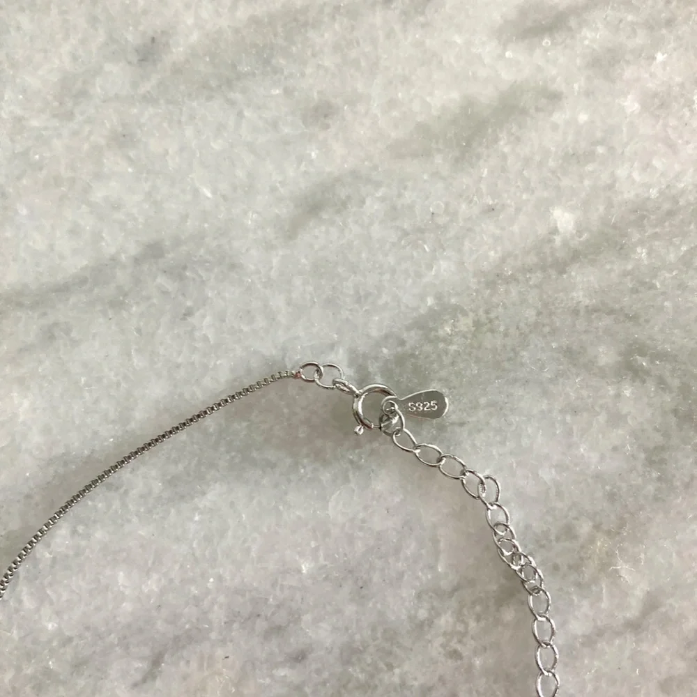 Sterling Silver Drop Bar Round Simulated Diamond Pendant Necklace - Picture 9 of 10